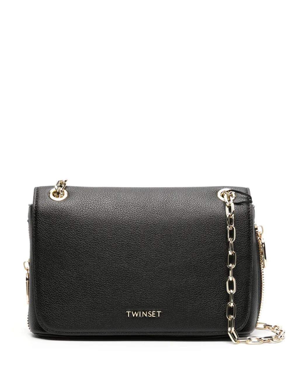 chain-strap textured shoulder bag