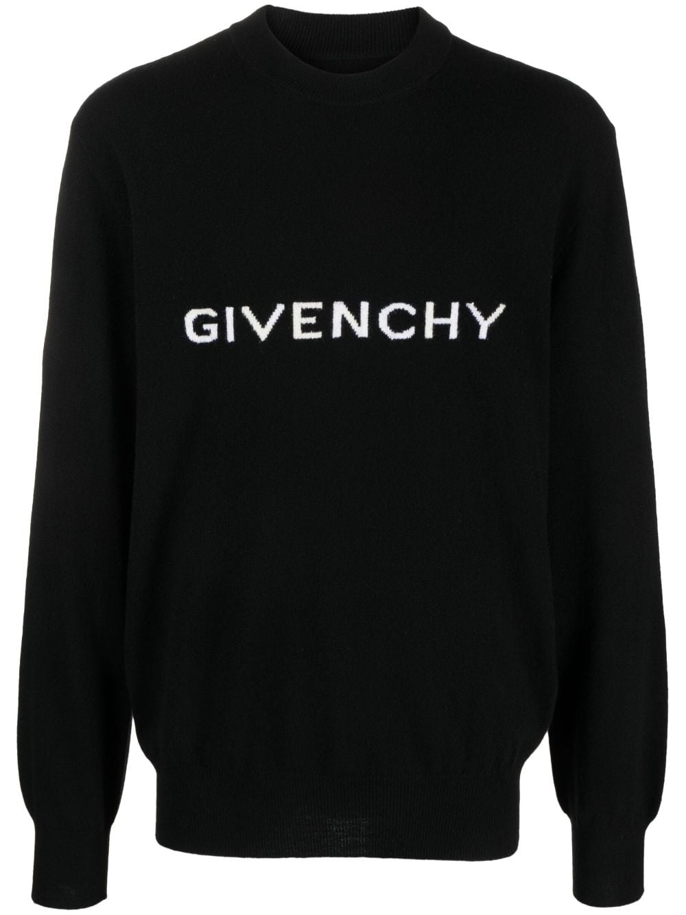 Shop Givenchy Archetype Logo-intarsia Wool Jumper In Black