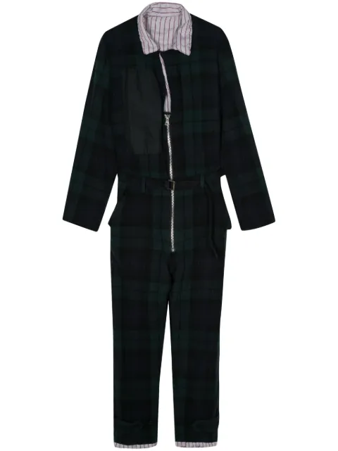 sacai jumpsuit de franela a cuadros