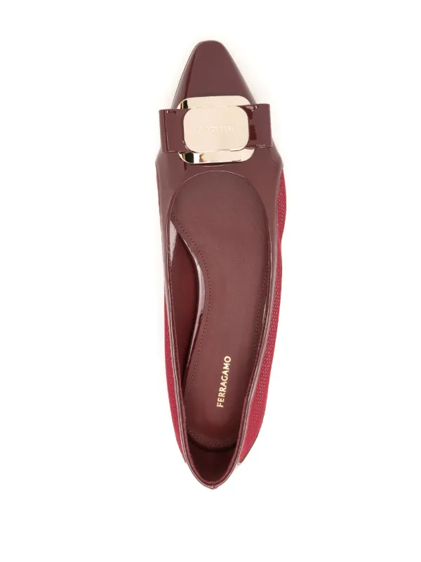 【期間限定】FerragamoLESLEYフラットシューズ ヴァラレッド約24㎝ Ferragamo ヴァラ メッシュパネル フラットシューズ | レッド