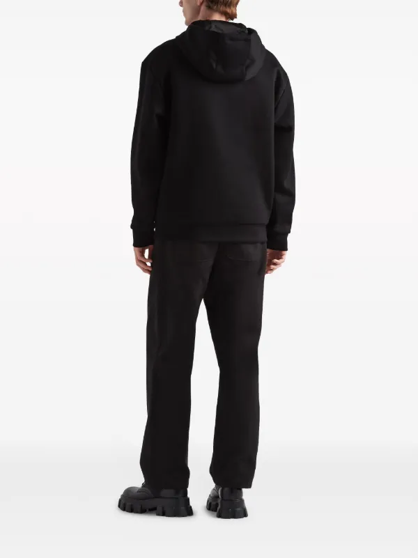 【送料&関税込】Prada Hoodie Black Technical Cotton Hoodie | PRADA