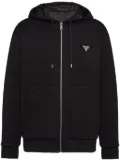 Prada logo-appliqué zip-up hoodie - Black