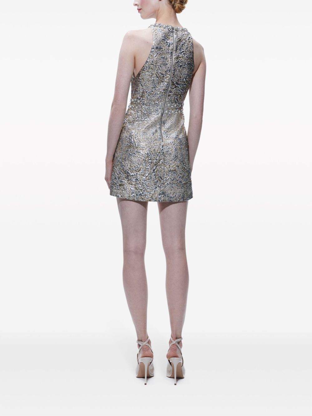 Shop Alice And Olivia Dru Textured-finish Dress In Silver