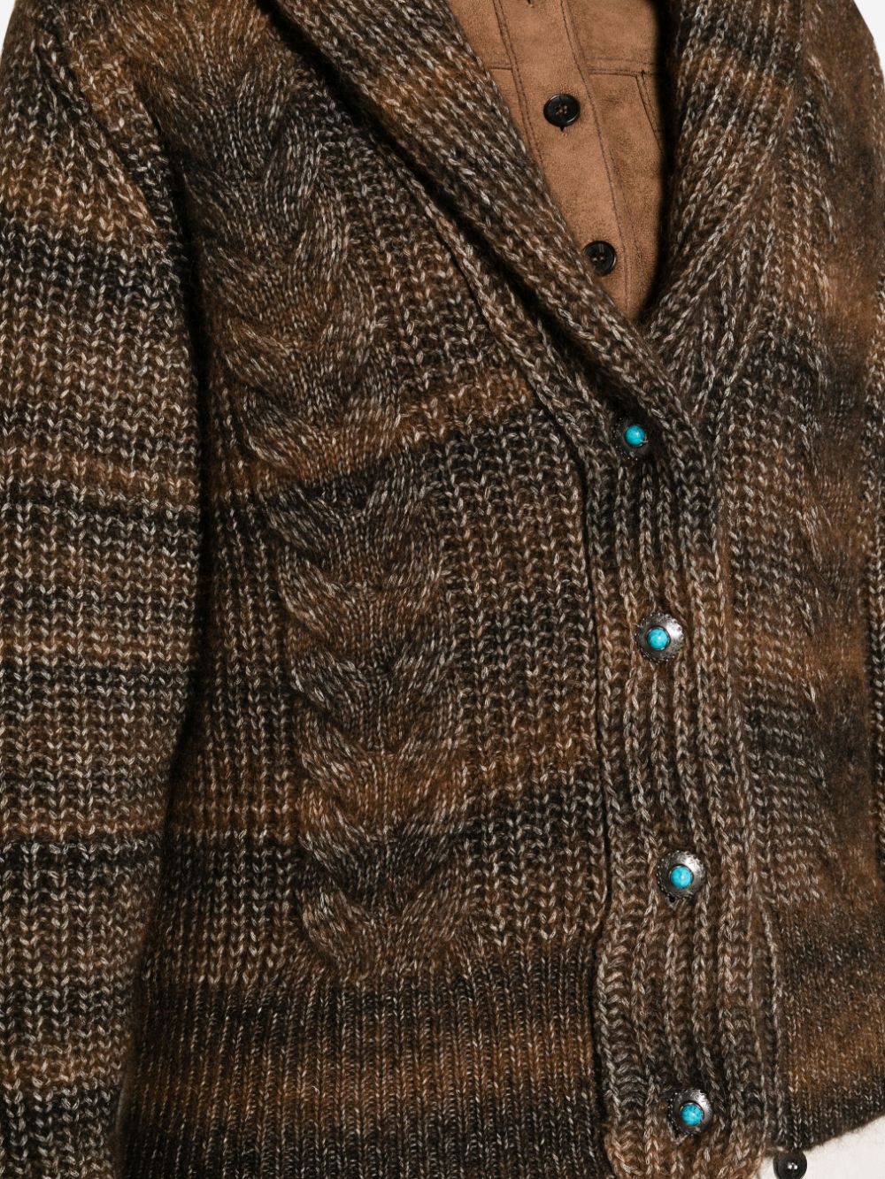 Shop Fortela Lexi Cable-knit Cardigan In Brown
