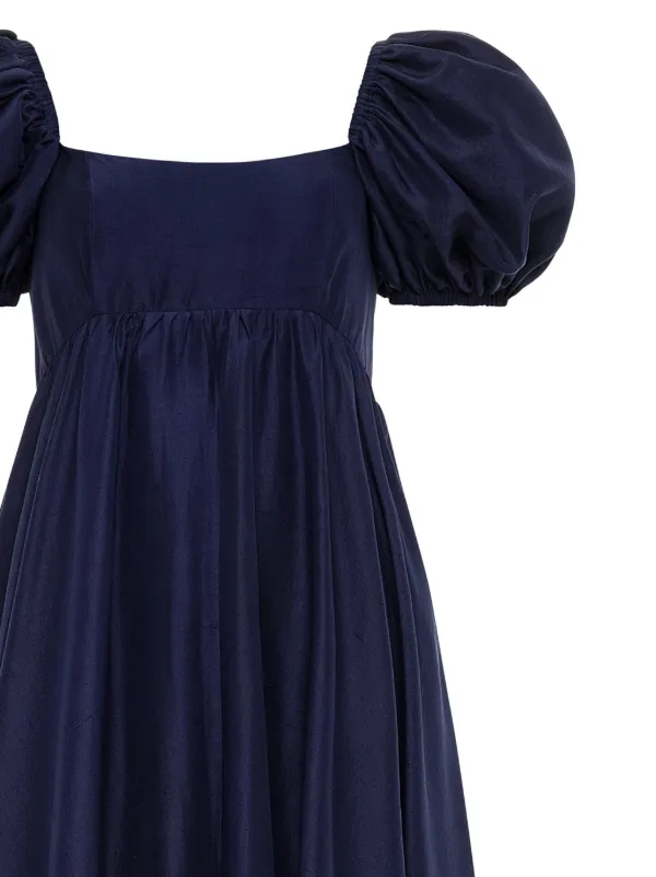 Azeeza Women's Rory Asymmetric Silk Midi Dress in Navy Blue Size XS