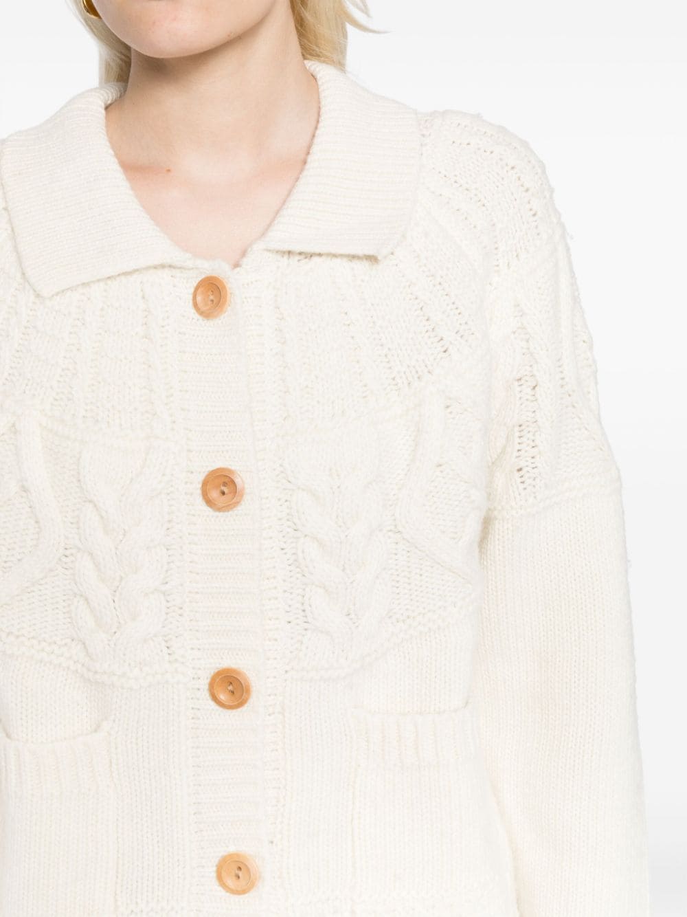 CABLE-KNIT BUTTON-UP CARDIGAN