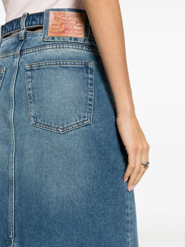 Knee length a hot sale line denim skirt