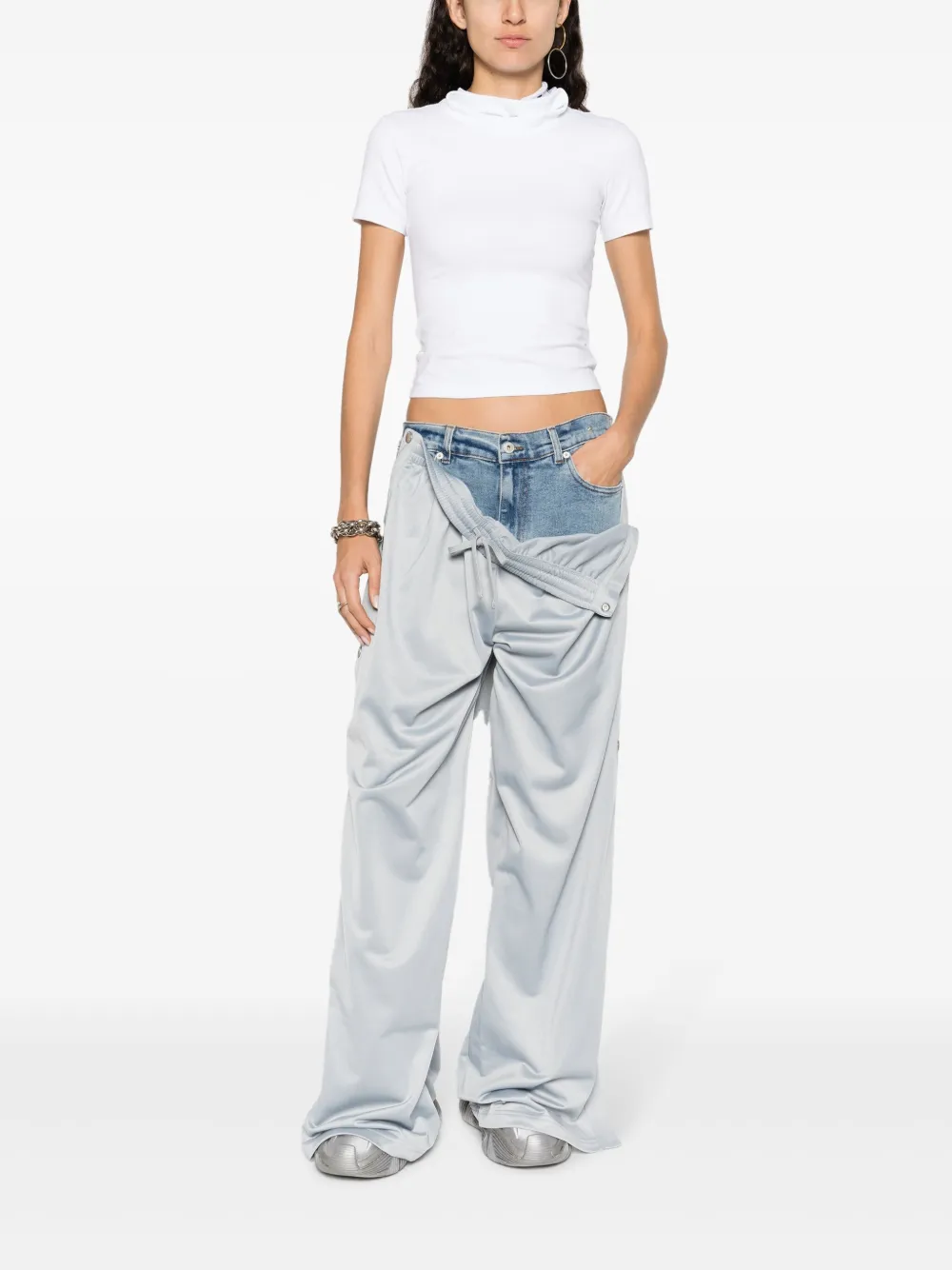 Shop Y/project Layered Buttoned Track Pants In Grey