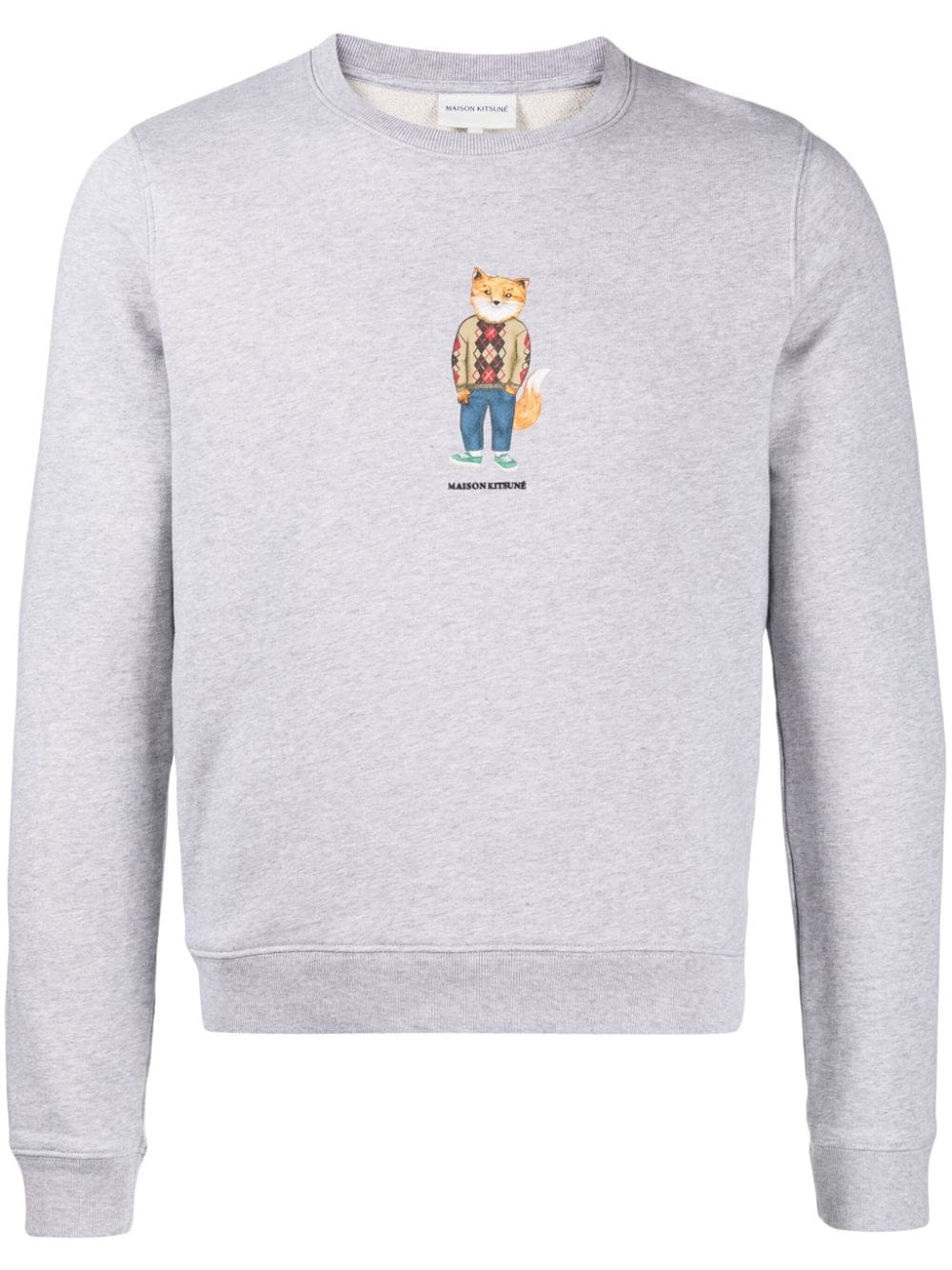 Maison Kitsuné Fox-print Cotton Sweatshirt In Grey