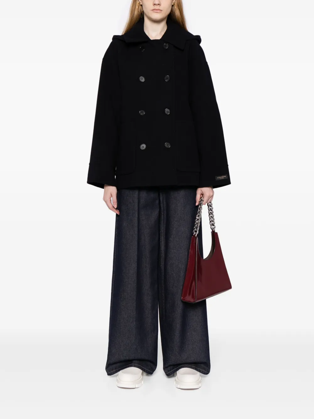 STUDIO TOMBOY detachable-hood double-breasted jacket - Blauw
