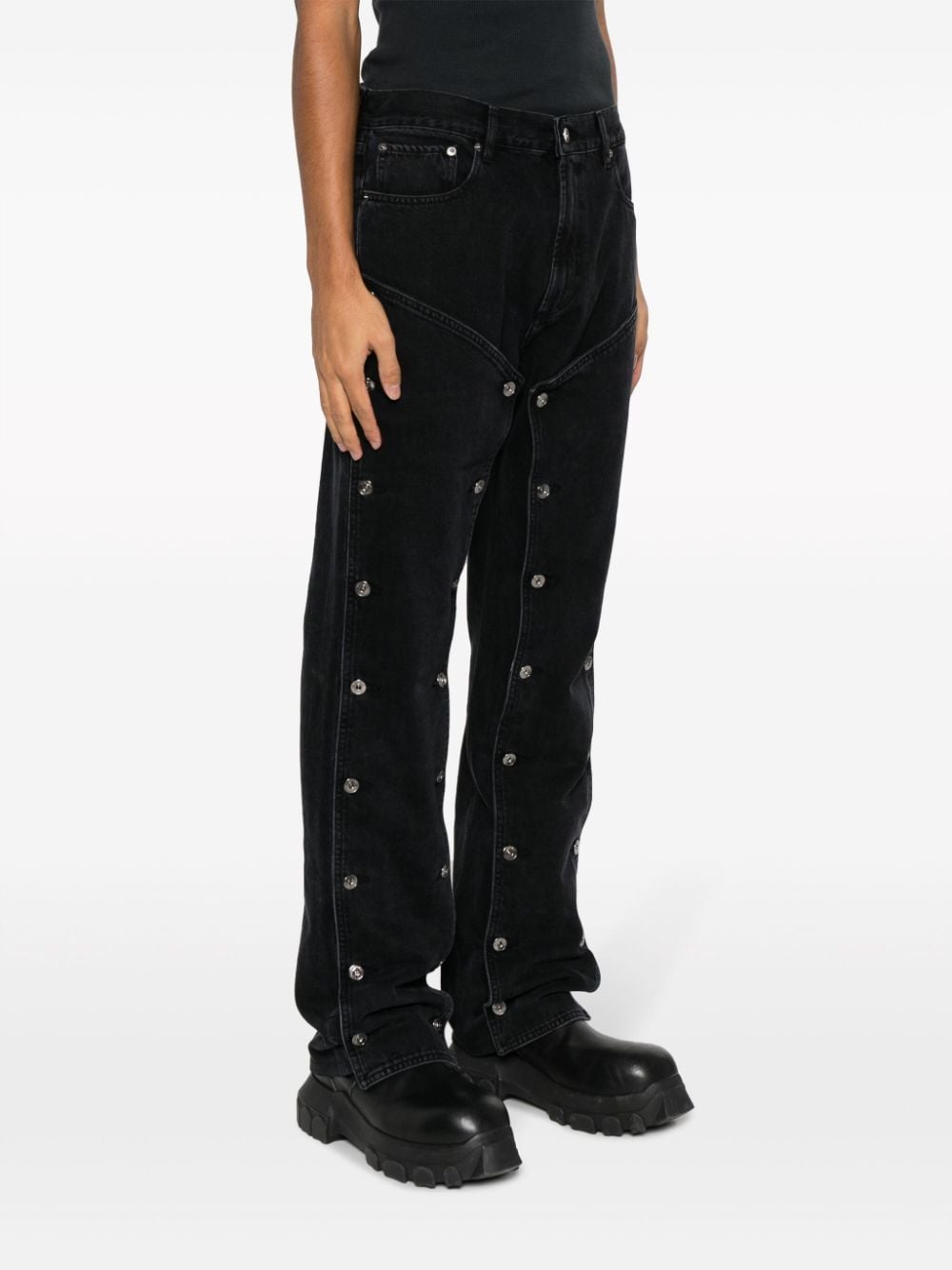 Shop Y/project Snap-off Mid-rise Bootcut Jeans In Black