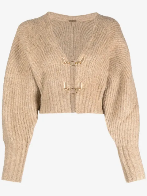 Cult Gaia cardigan crop Casella à design nervuré