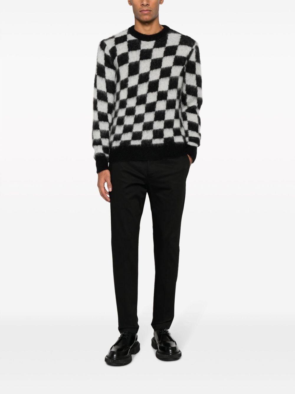 PT Torino checkerboard mohair-blend jumper - Zwart