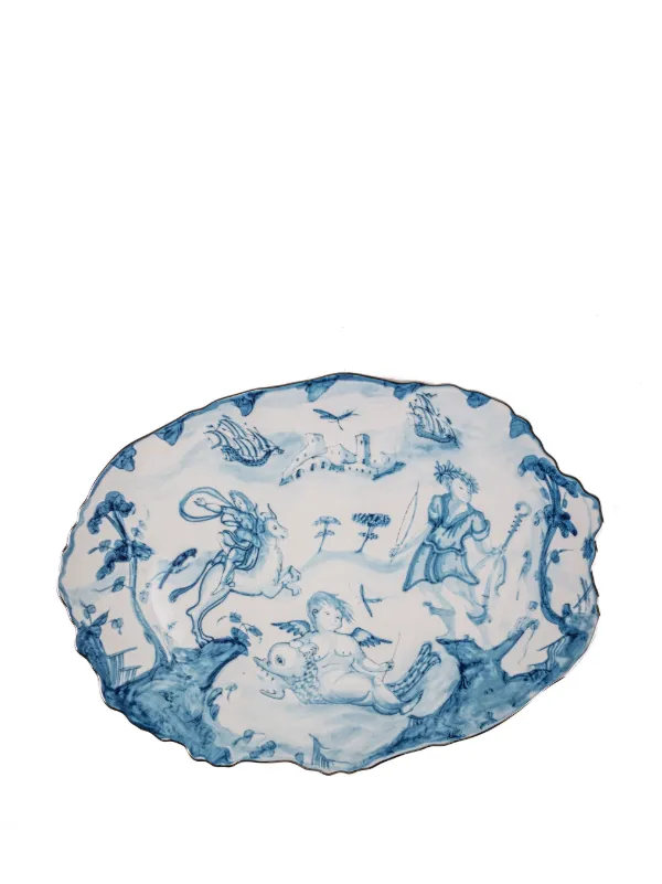 Seletti Classics Distorted Porcelain Tray | Blue | FARFETCH OM