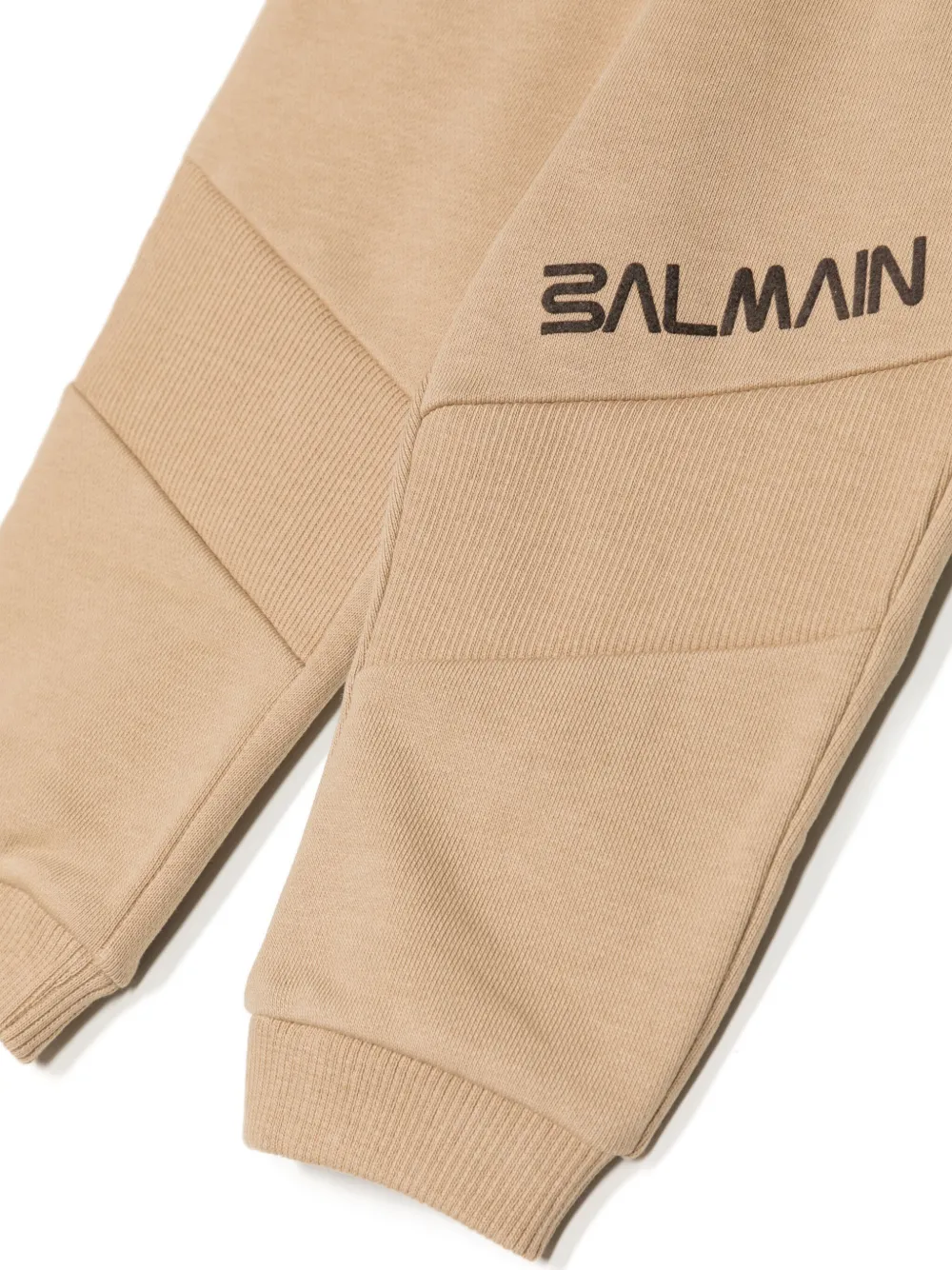 Shop Balmain Logo-print Cotton Track Pants In Brown