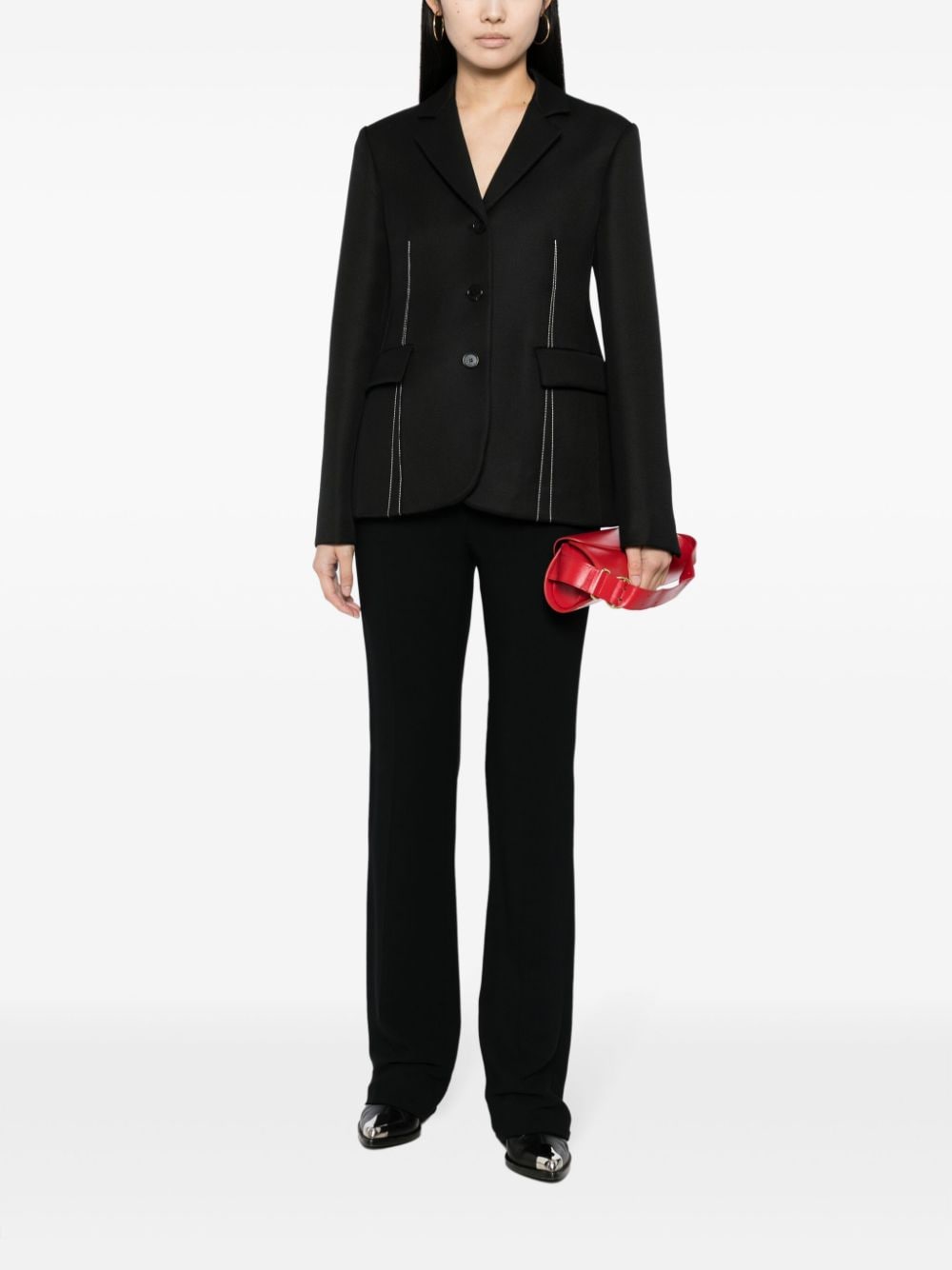 Shop Ports 1961 Contrast-stitching Single-breasted Blazer In Black
