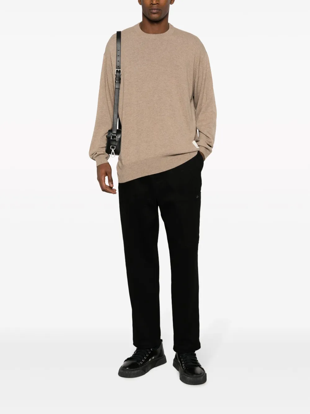 Emporio Armani crew-neck fine-knit jumper - Beige