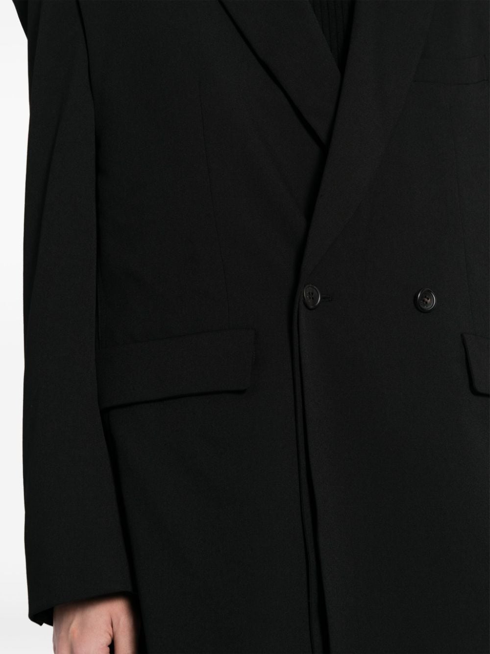 Shop Songzio Layered Double-breasted Blazer In Black