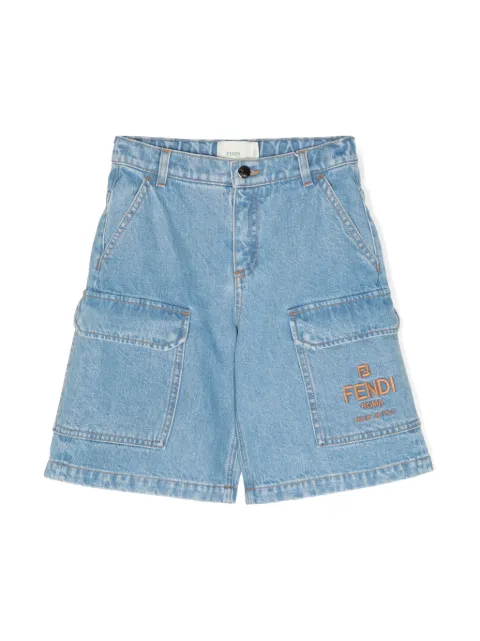 Fendi Kids Shorts denim con ricamo
