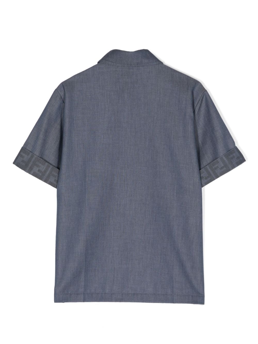 Shop Fendi Ff-logo Embroidered Chambray Shirt In Blue