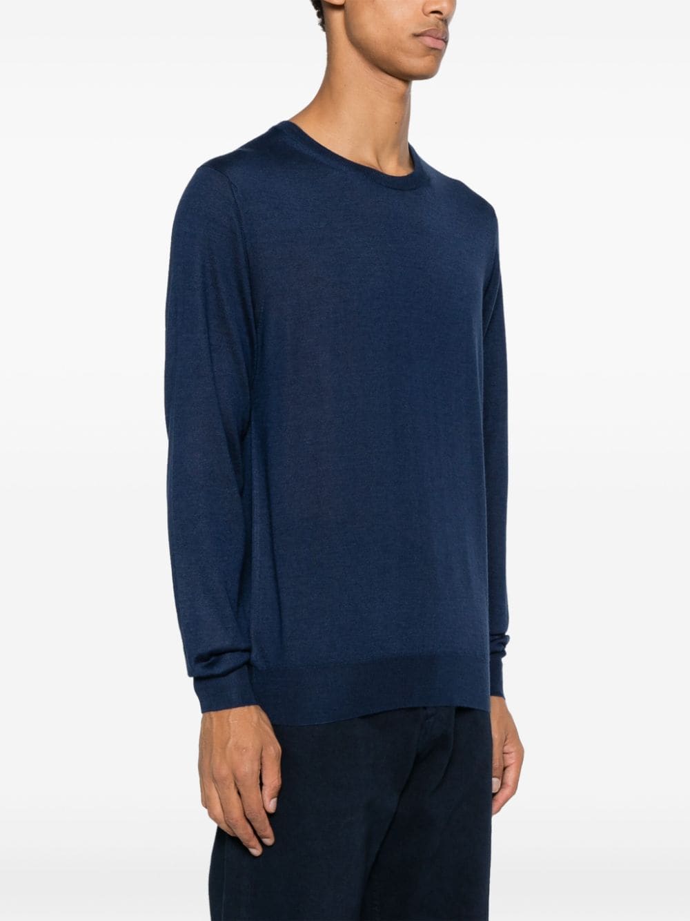 Shop Fedeli Crew-neck Jersey-knit Jumper In Blue