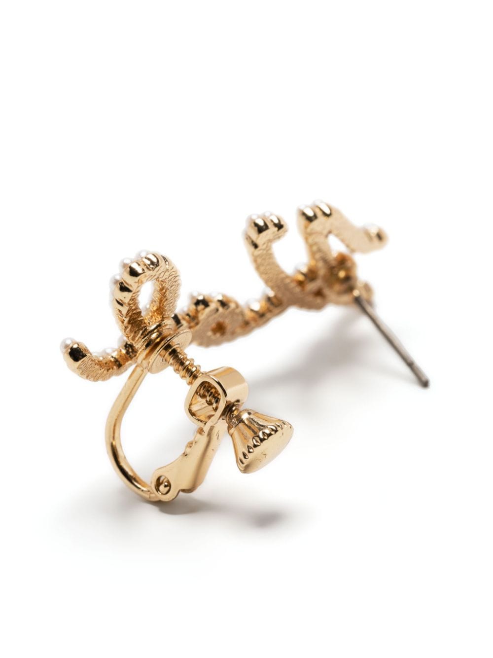 Shop Karl Lagerfeld K/signature Pearl-embellished Earring In Gold