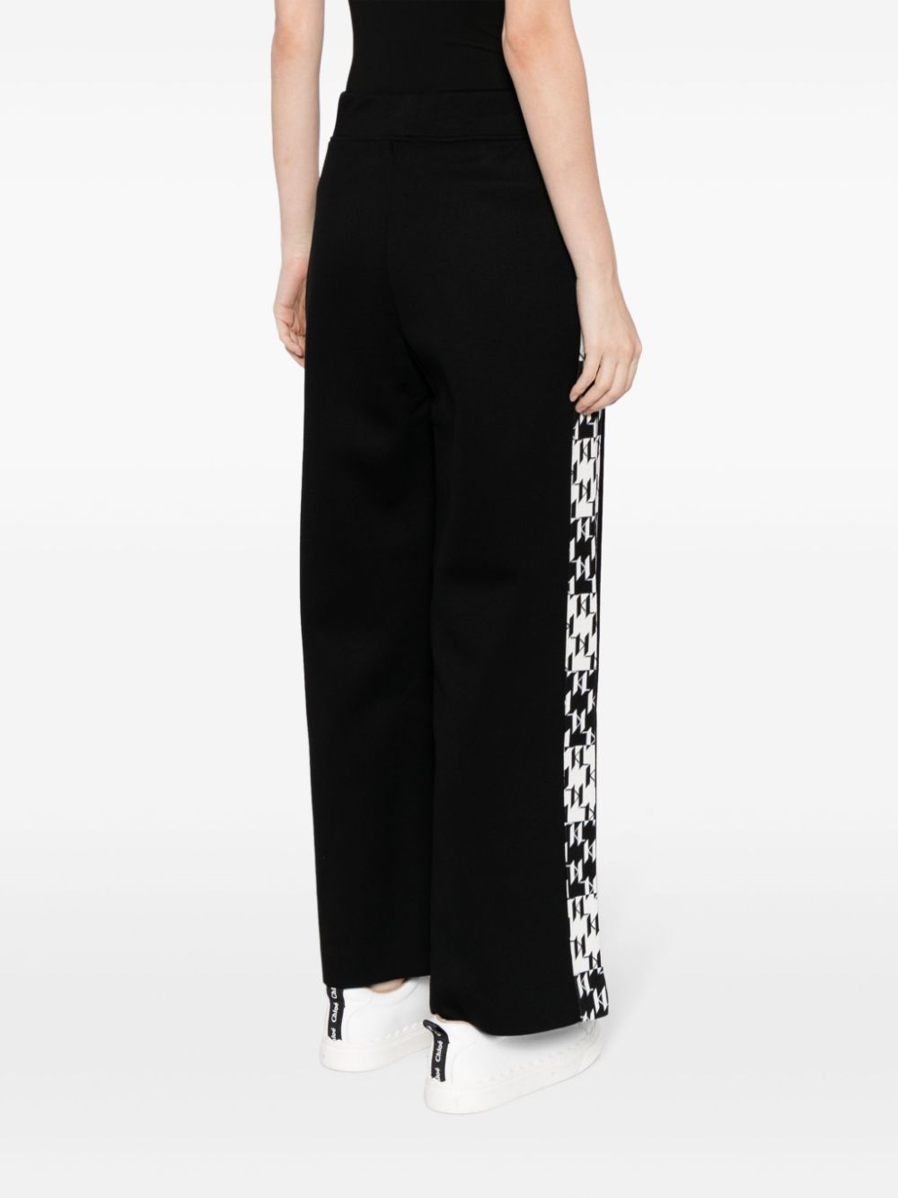Shop Karl Lagerfeld Monogram-print Side-stripe Track Pants In Black