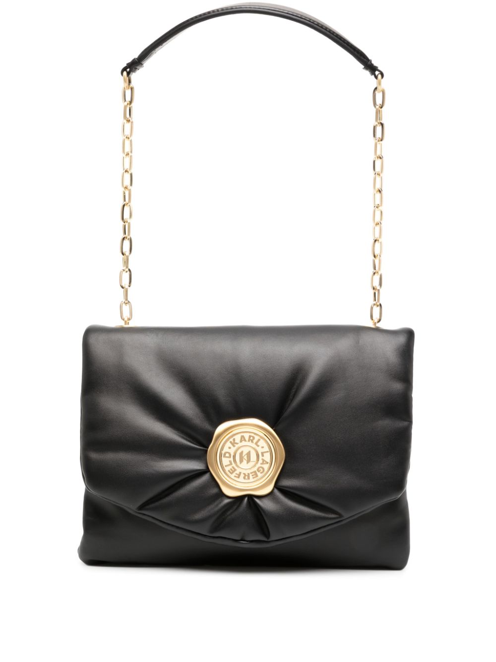 Karl Lagerfeld Small K/stamp Leather Crossbody Bag In Black