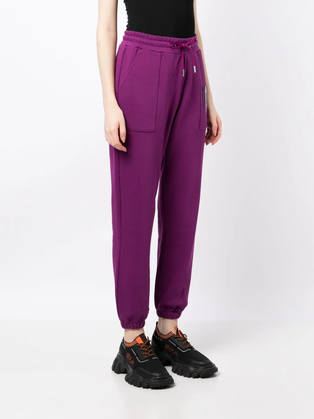 Shop Karl Lagerfeld Rhinestone Logo-embellished Track Pants In Purple