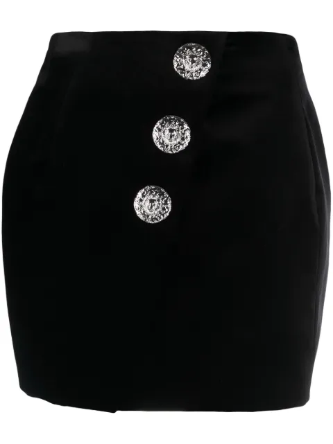 Balmain button-embellished velvet miniskirt