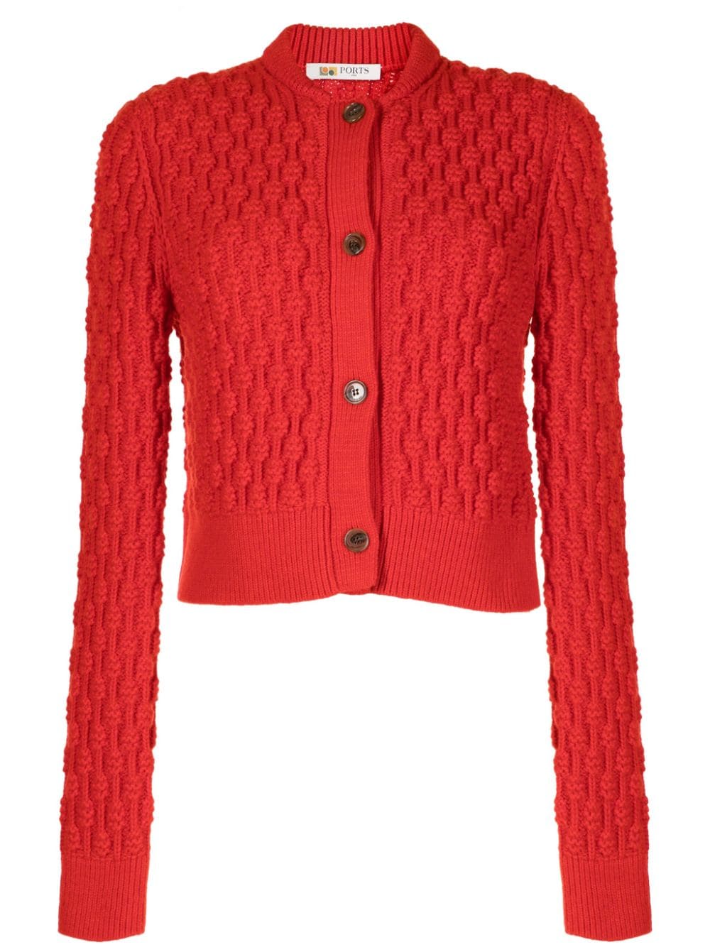 Ports 1961 Crew-neck 3d-knit Cardigan In Red