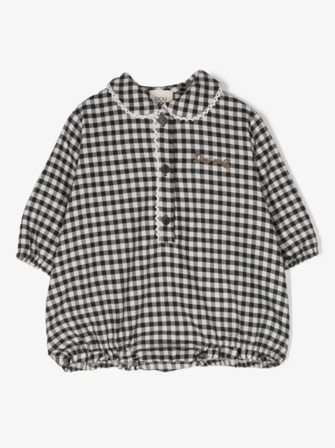 Douuod Kids logo-embossed plaid shorties