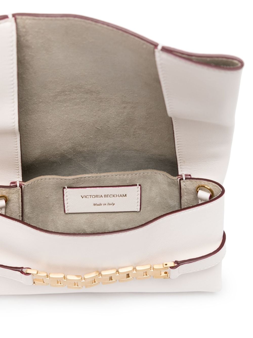 Shop Victoria Beckham Chain-strap Leather Crossbody Bag In White
