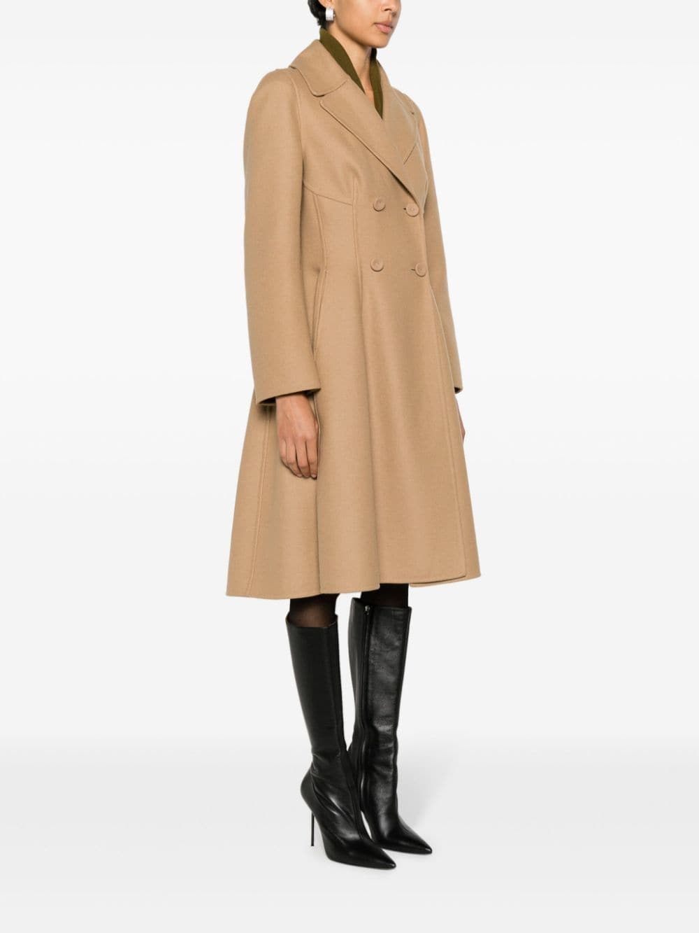 Shop Ermanno Scervino A-line Double-breasted Wool Coat In Brown