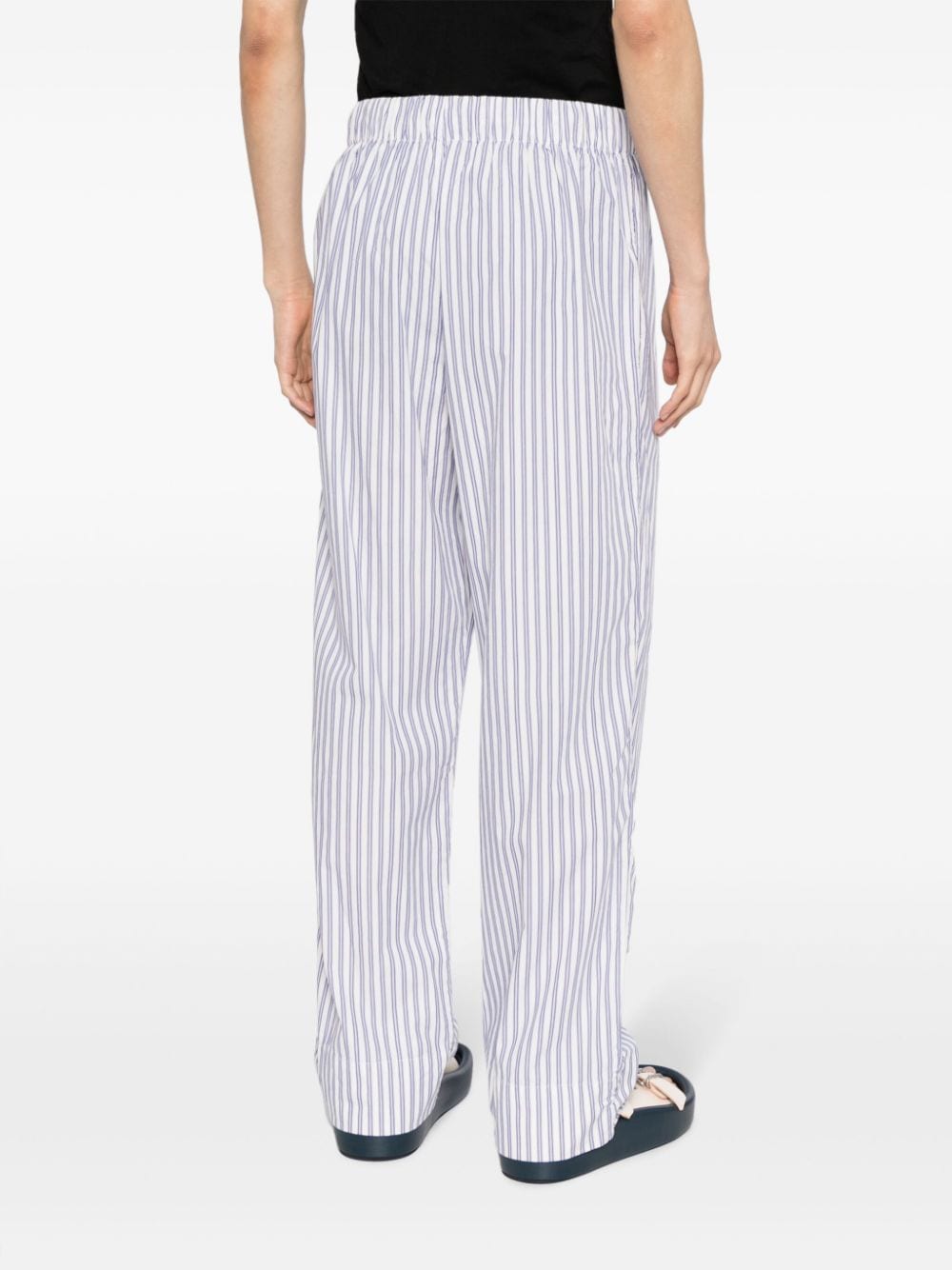 Shop Tekla Striped Organic Cotton Pyjama Trousers In Blue