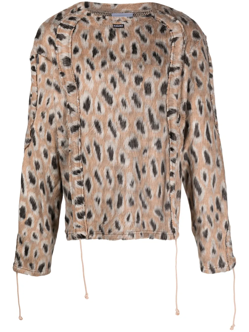 Bluemarble Abstract-pattern Drawstring-hem Jumper In Brown