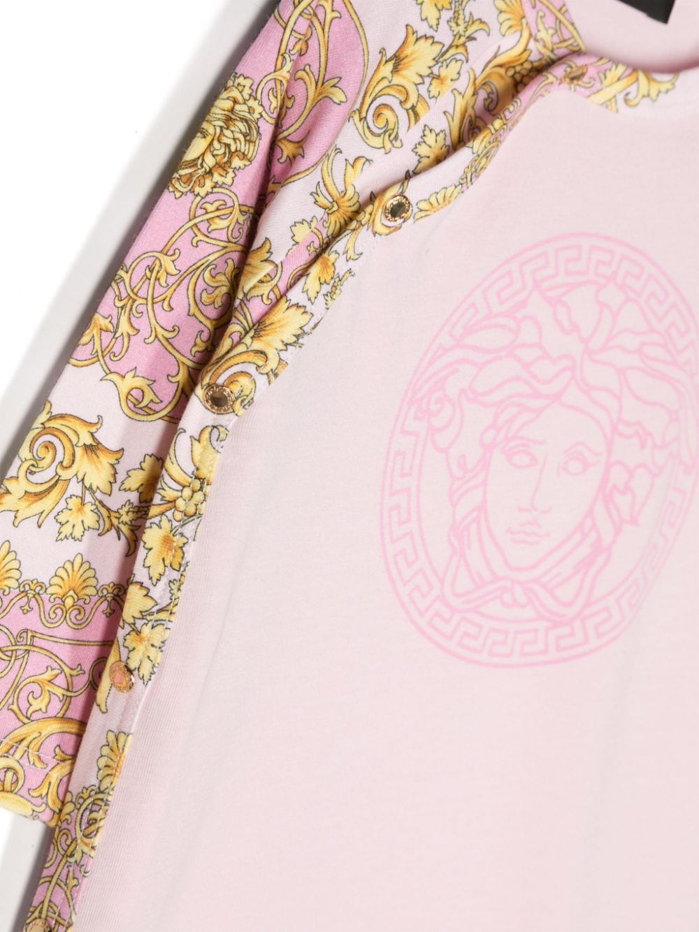 Shop Versace Barroco-print Cotton Romper In Pink
