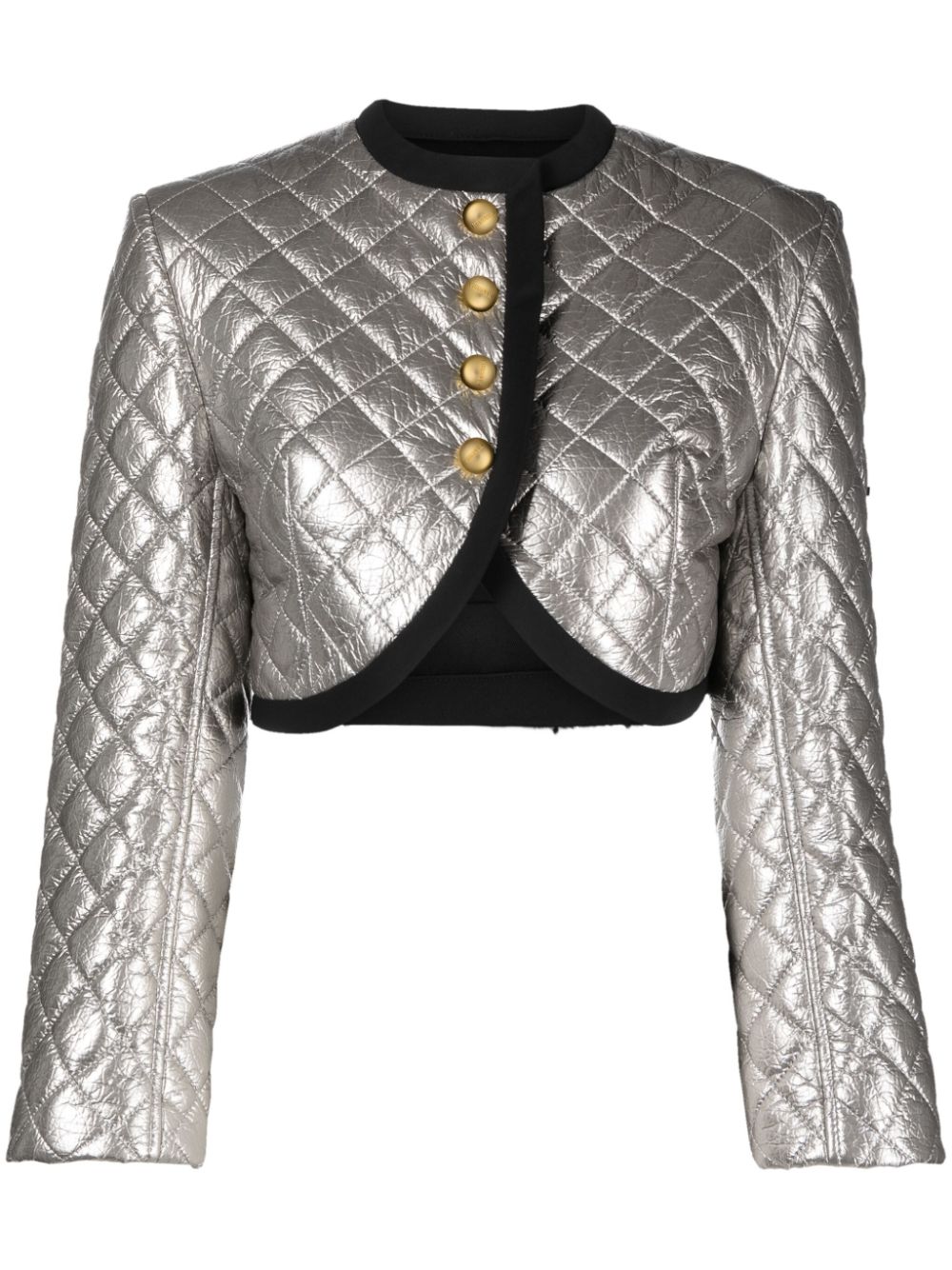 George Keburia Metallic-finish Quilted Cropped Jacket In Grey