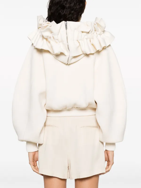 jacquemus La Maille Carozzu ボーダー　パーカー Jacquemus La Maille Crinoline Ruffled Hoodie | Neutrals | FARFETCH