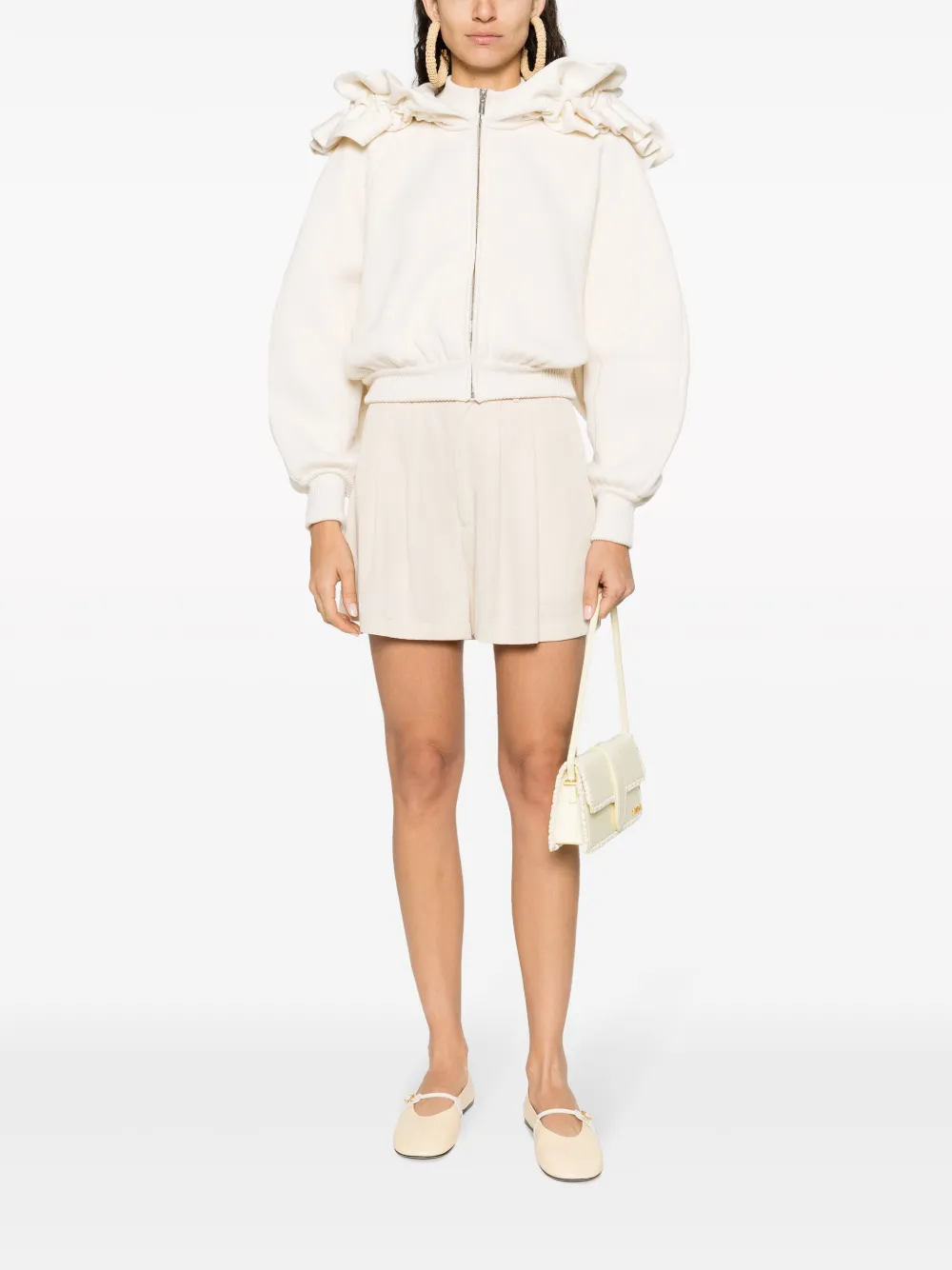 Shop Jacquemus La Maille Crinoline Ruffled Hoodie In Neutrals