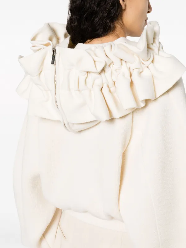 Jacquemus La Maille Crinoline Ruffled Hoodie | Neutrals | FARFETCH