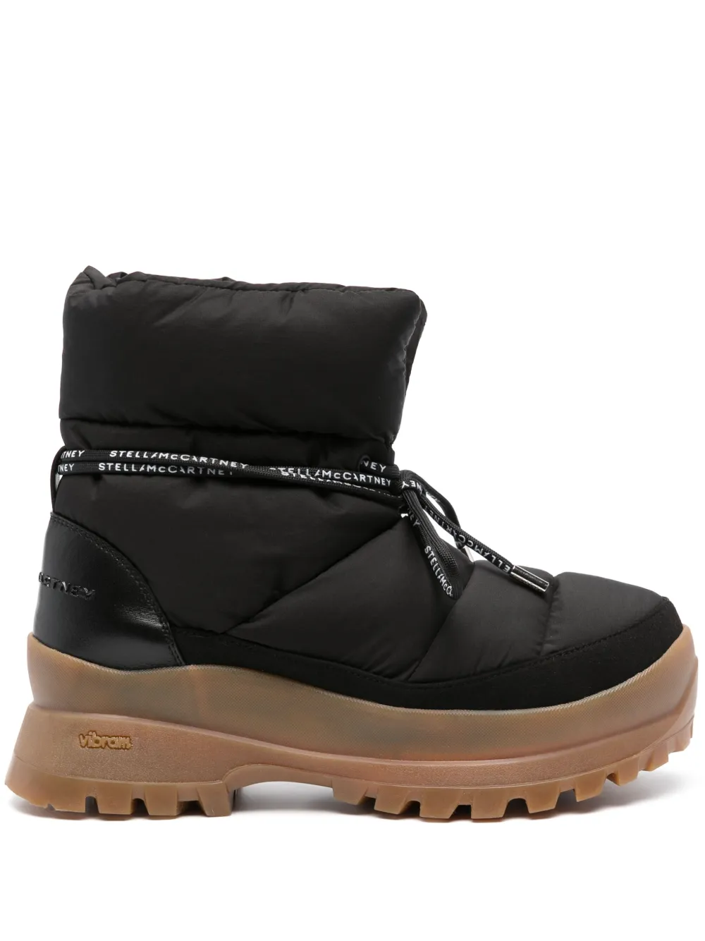 Shop Stella Mccartney Trace Puffy Logo-print Strap Boots In Black