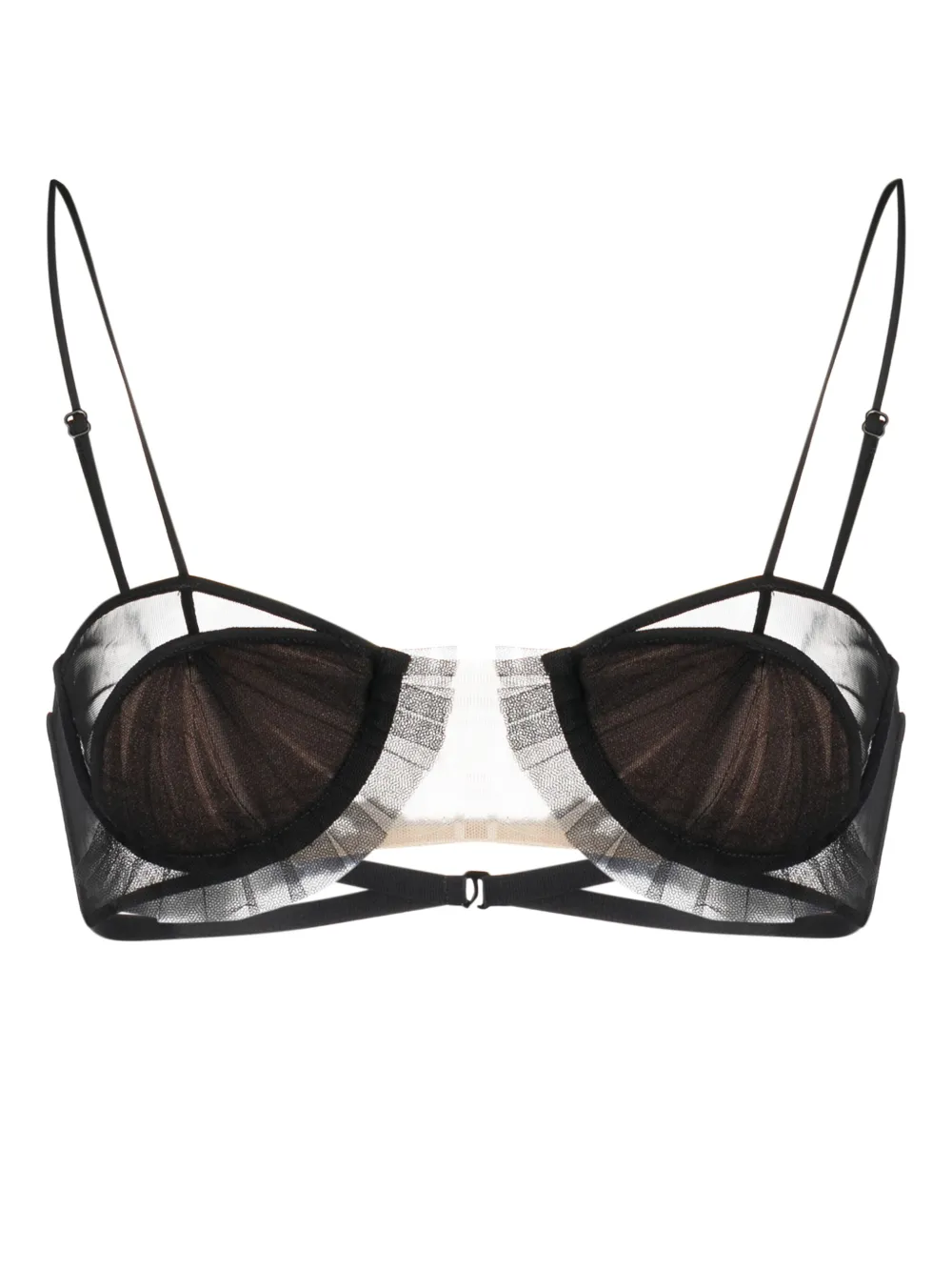 Nensi Dojaka Panelled Semi-sheer Bra In Black