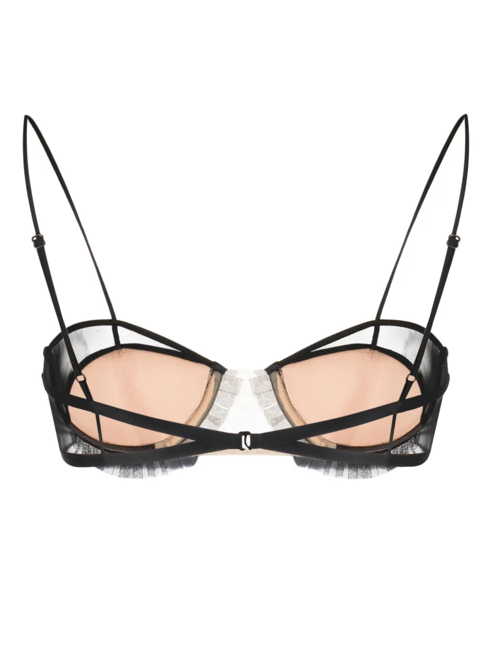 Nensi Dojaka panelled semi-sheer bra - Zwart