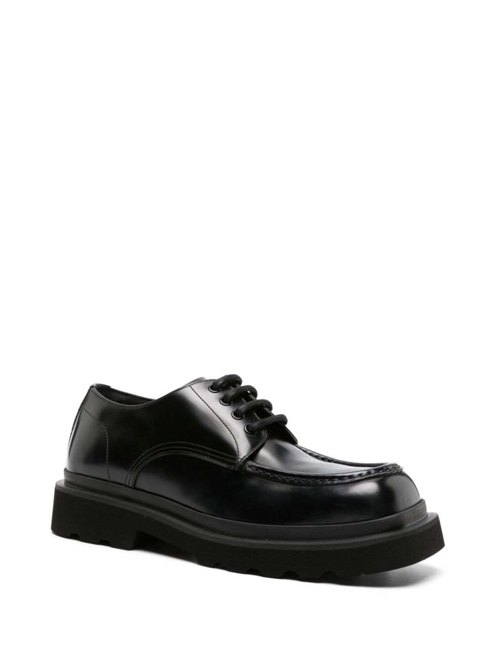 Dolce & Gabbana square-toe leather derby shoes - Zwart