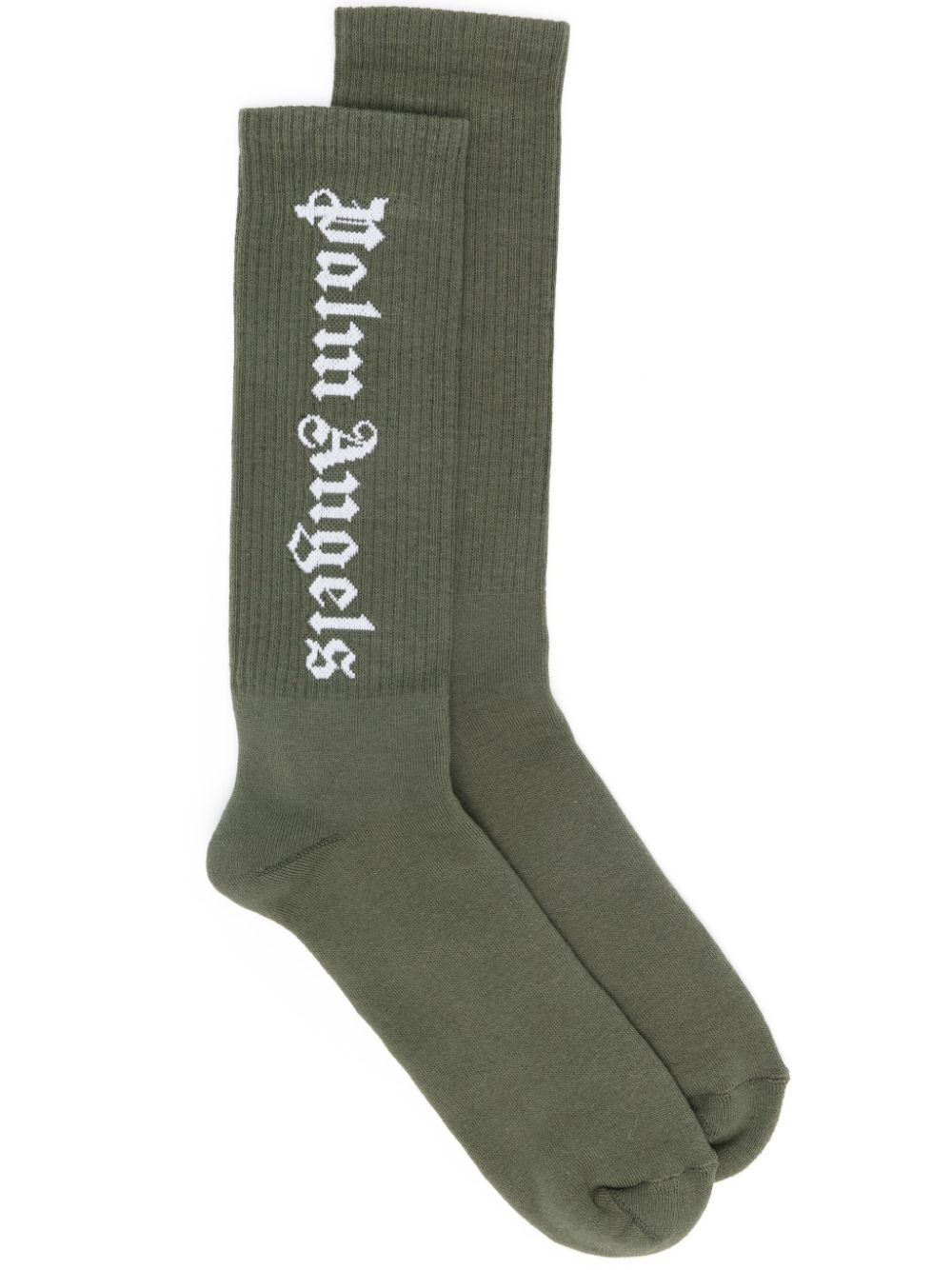 Palm Angels Logo-intarsia Socks In Green