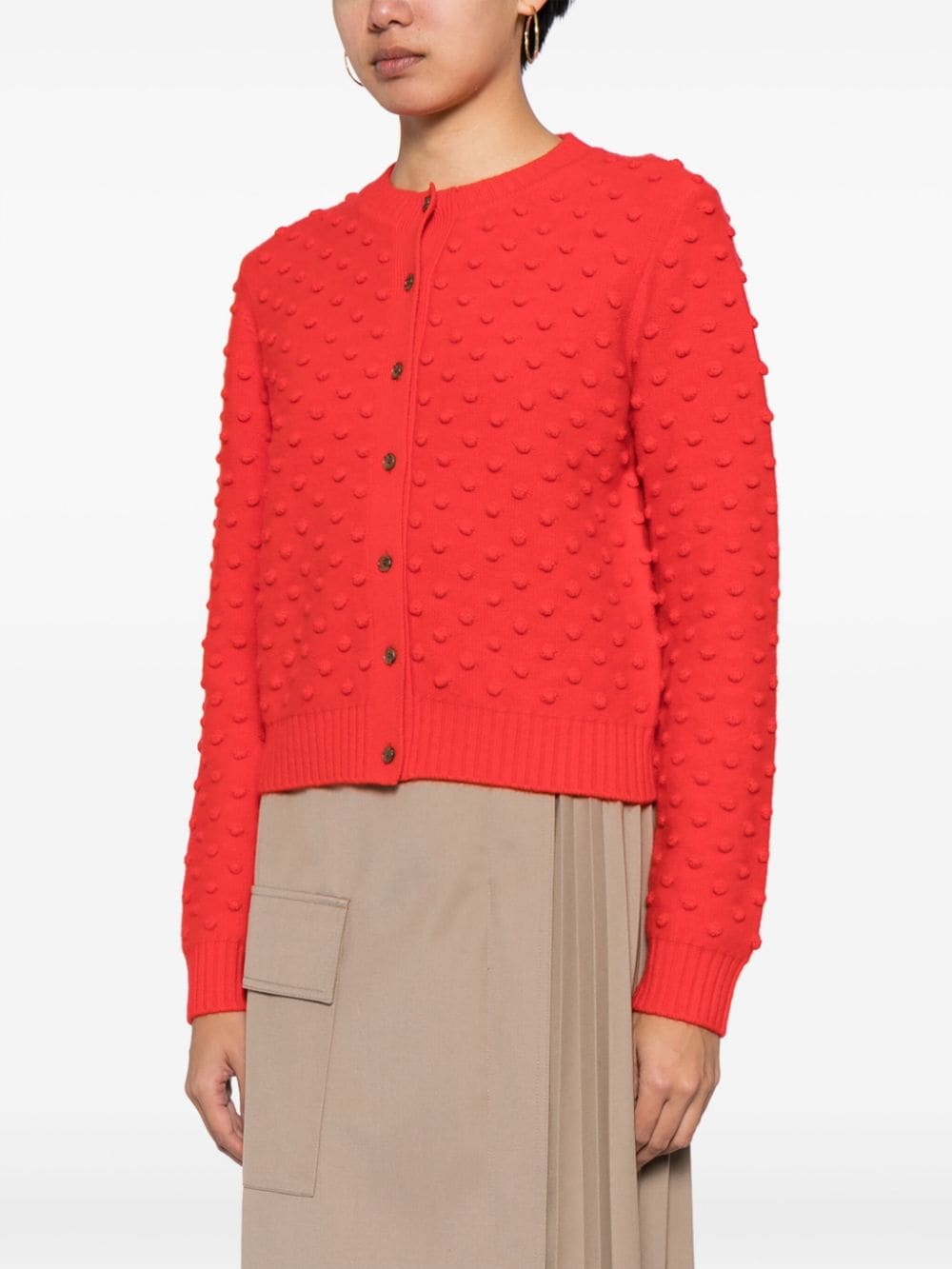 Shop Ports 1961 Round-neck Felted Cardigan In Red