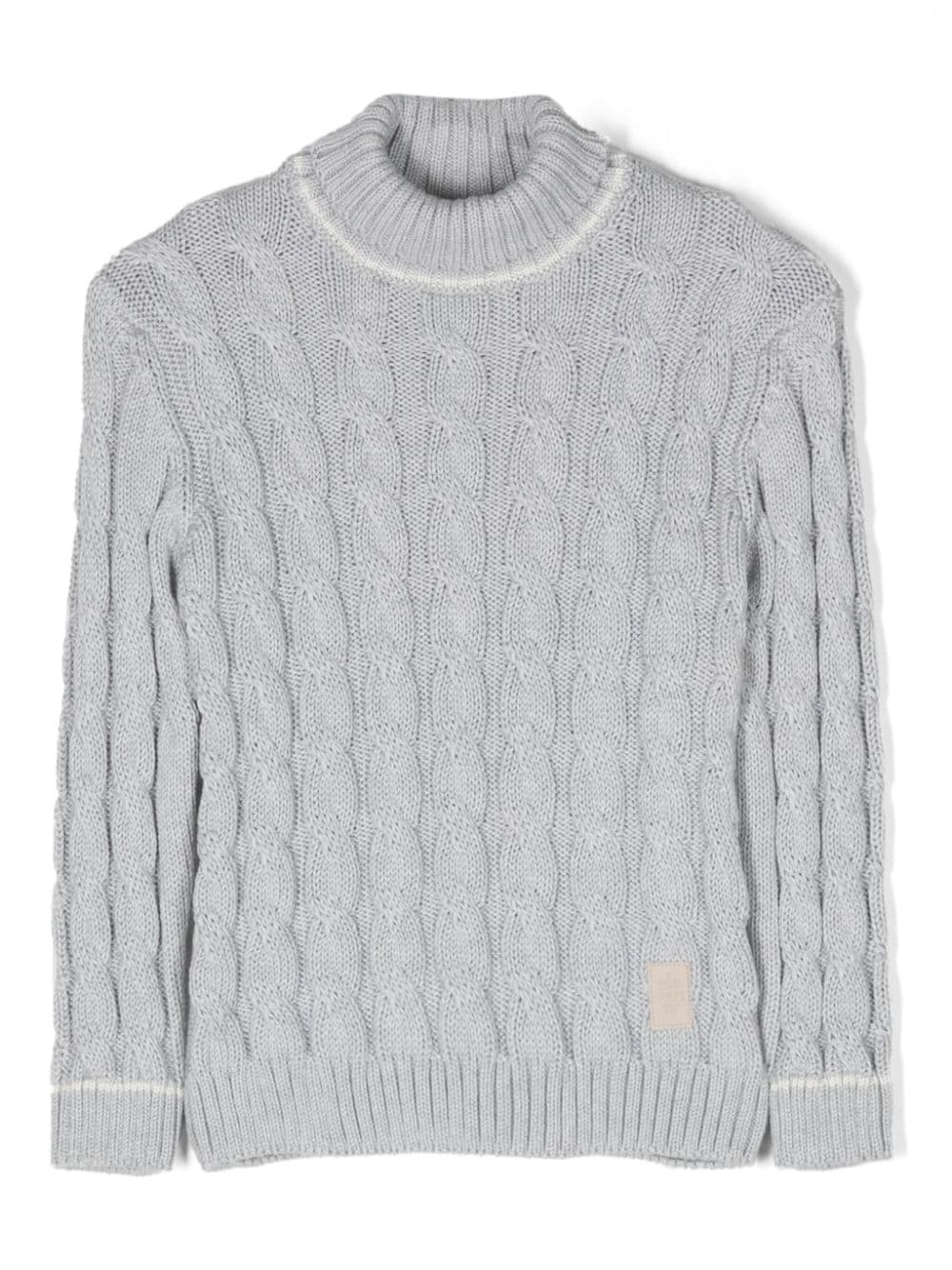 Eleventy Cable-knit Virgin-wool Jumper In 灰色