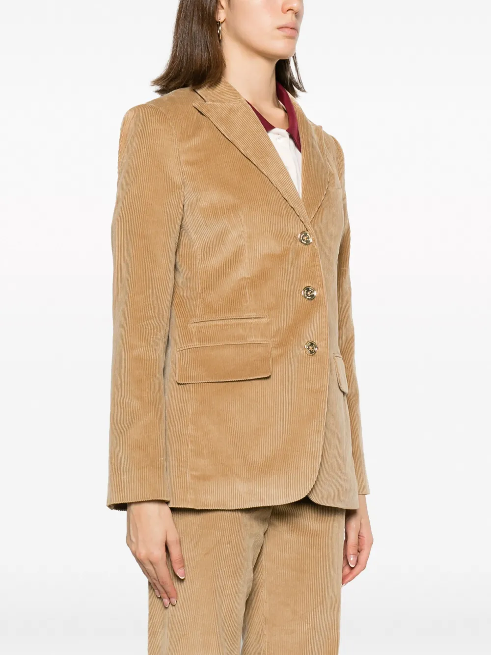 Shop Michael Kors Corduroy Single-breasted Blazer In Brown