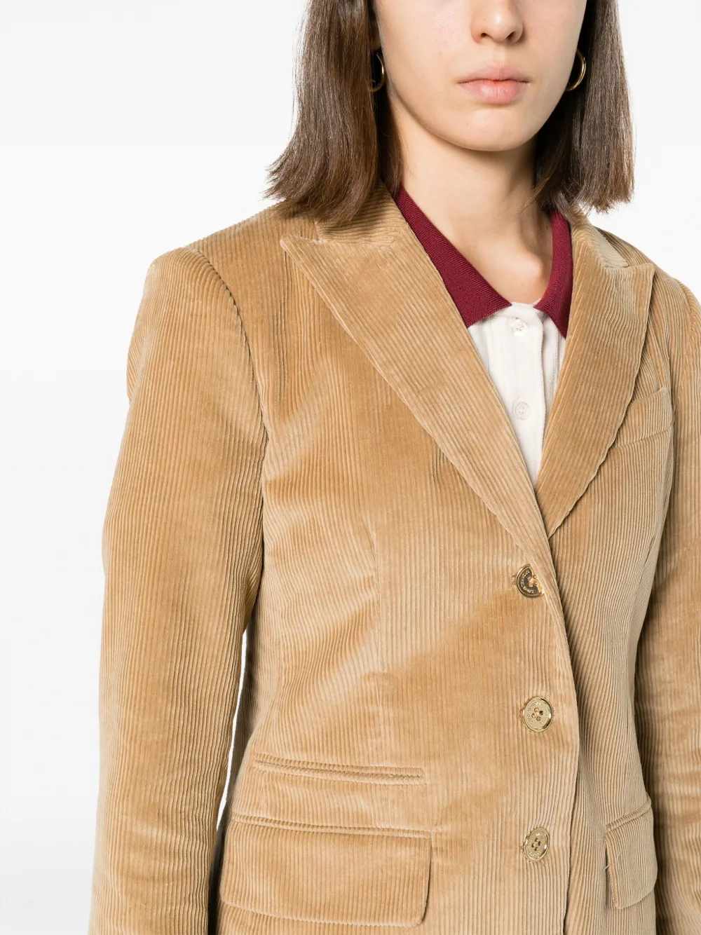 Shop Michael Kors Corduroy Single-breasted Blazer In Brown